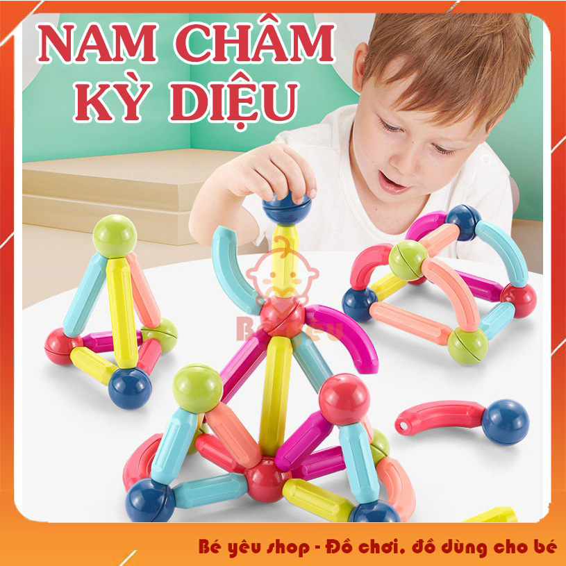 Bộ đồ chơi xếp hình nam châm siêu chắc cho bé - Đồ chơi giáo dục, đồ chơi phát triển tư duy trẻ em