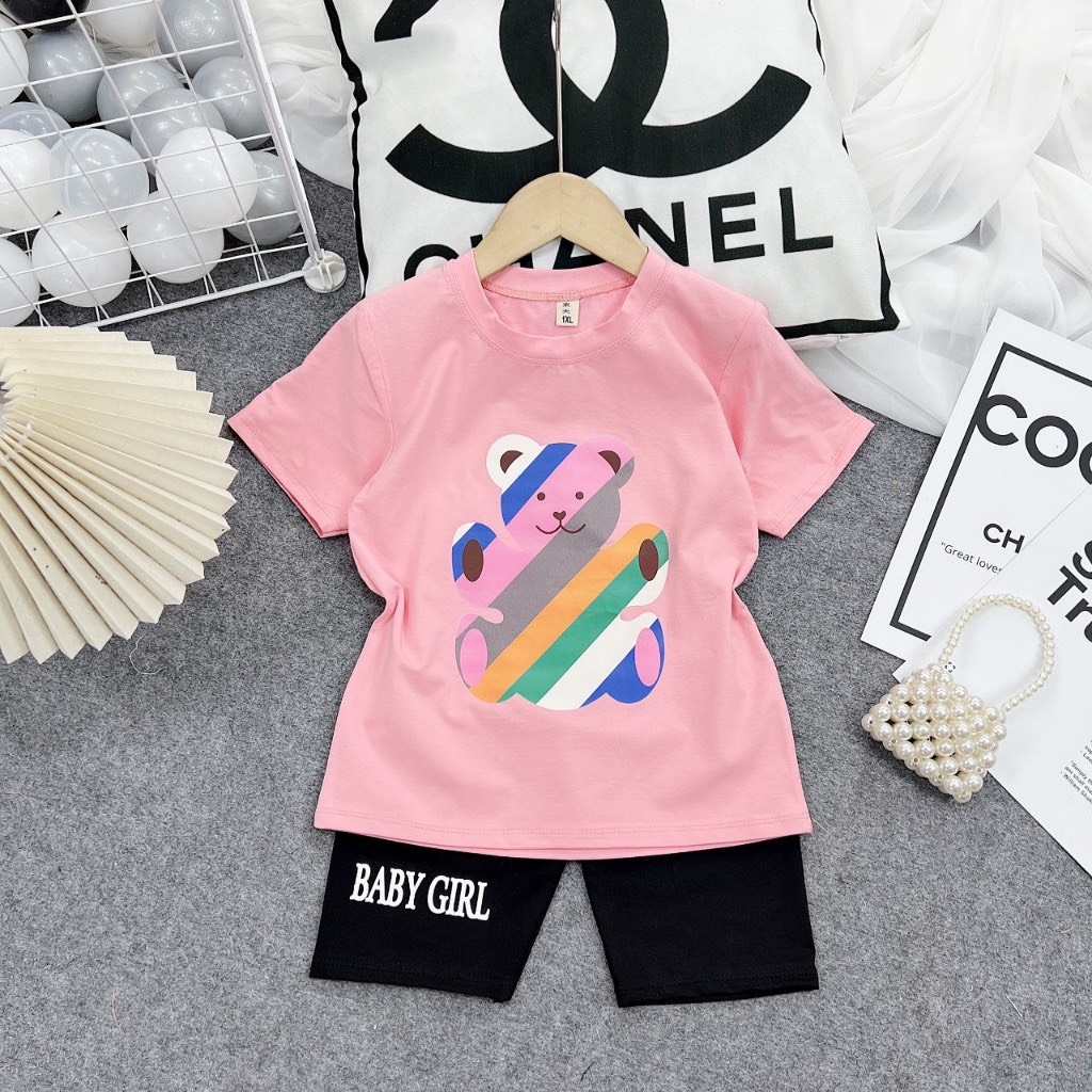 Bộ đồ bé gái-mẫu  QL10 chất vải mát thấm hút mồ hôi-mã QL10-shop nemokids