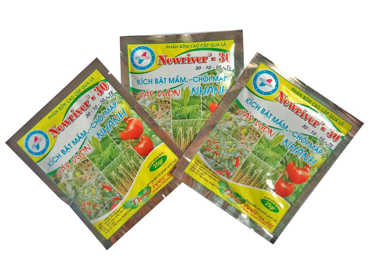 Phân bón lá cao cấp newriver 30-10-10+te giúp kích bật mầm, chồi mập gói 25gr