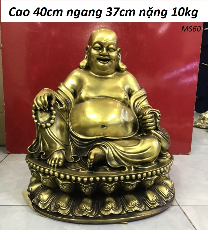 [Trả góp 0%] Tượng phật Di Lặc ngồi ngai bằng đồng MS60d