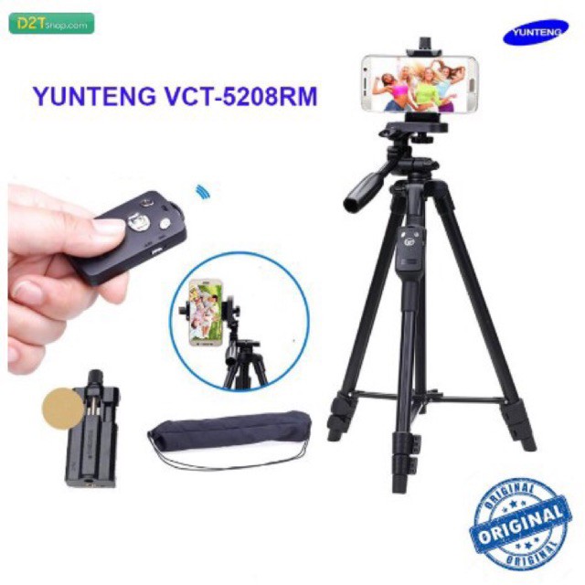 Tripod Yunteng VCT 5208 Giá Đỡ Chụp Hình 3 Chân, Cho Máy Ảnh - Điện Thoại