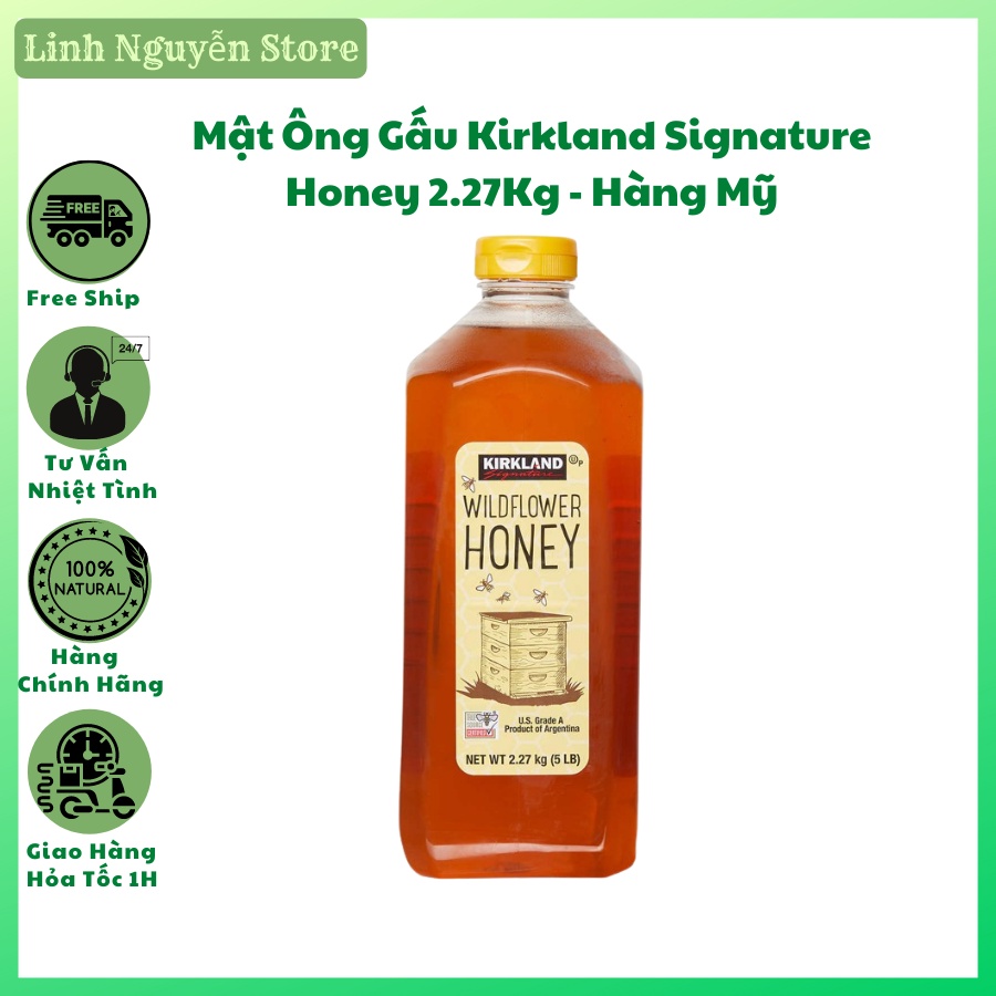 Mật ong gấu kirkland signature honey 2.27kg - mật ong mỹ