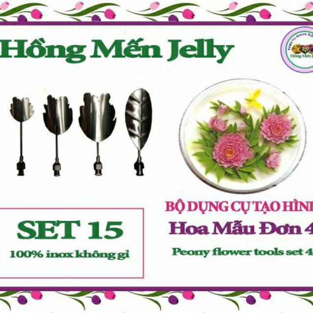 Dụng cụ làm thạch 3D Bộ 5 kim hoa mẫu đơn các loại