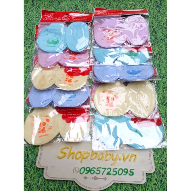 SÉT 5 ĐÔI BAO TAY + 5 ĐÔI BAO CHÂN CHO BÉ TRAI-BÉ GÁI SƠ SINH - (Bé Trai)