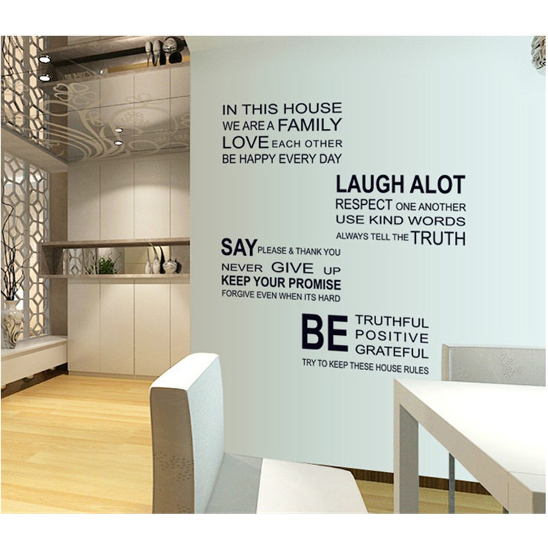 Decal dán tường chữ trang trí - tranh dán tường giấy dán tường nghệ thuật chữ trắng đen trang trí quán