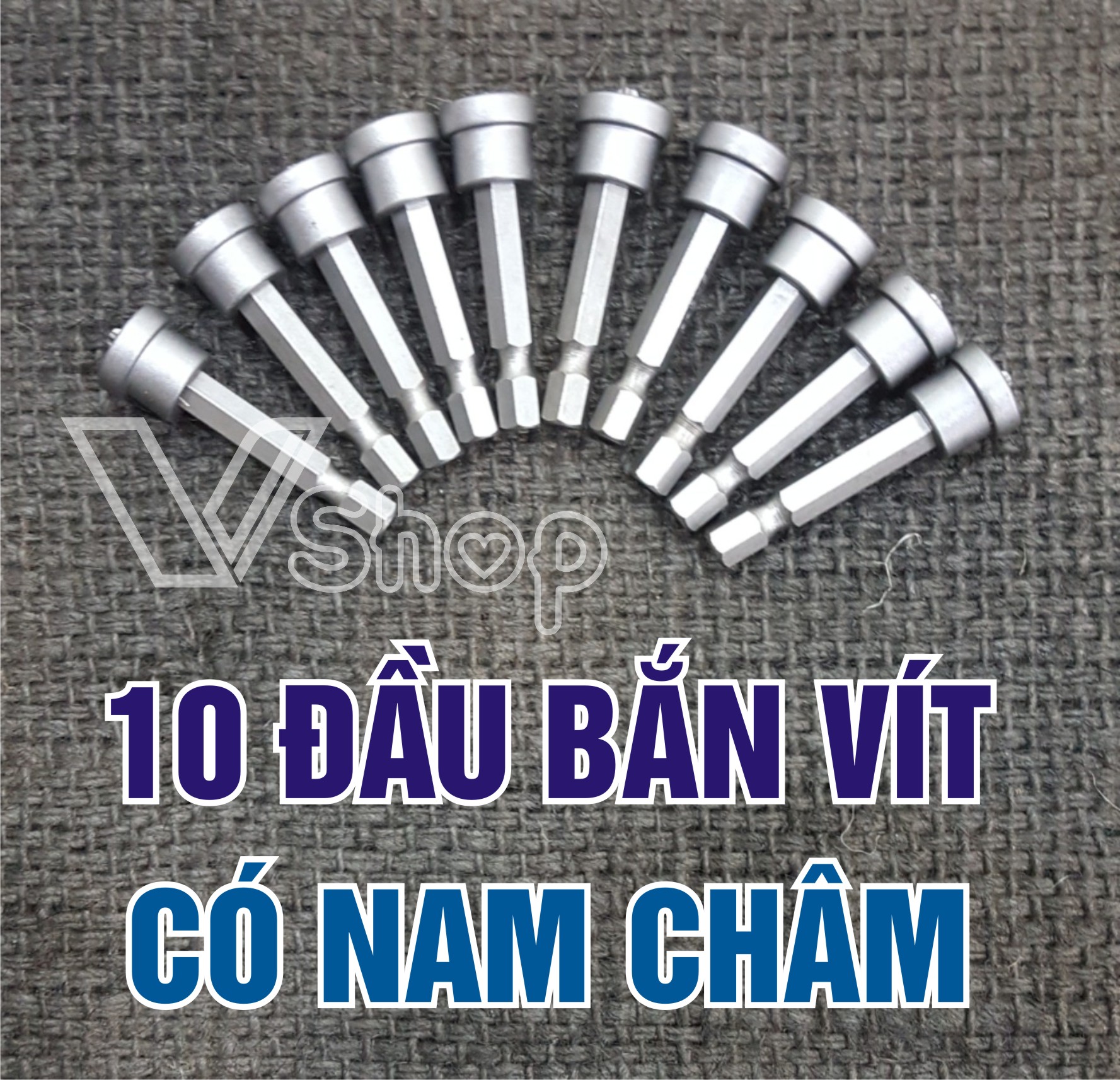 10 Đầu bắn vít, thiết kế chống trượt, dùng cho máy khoan, máy bắn vít