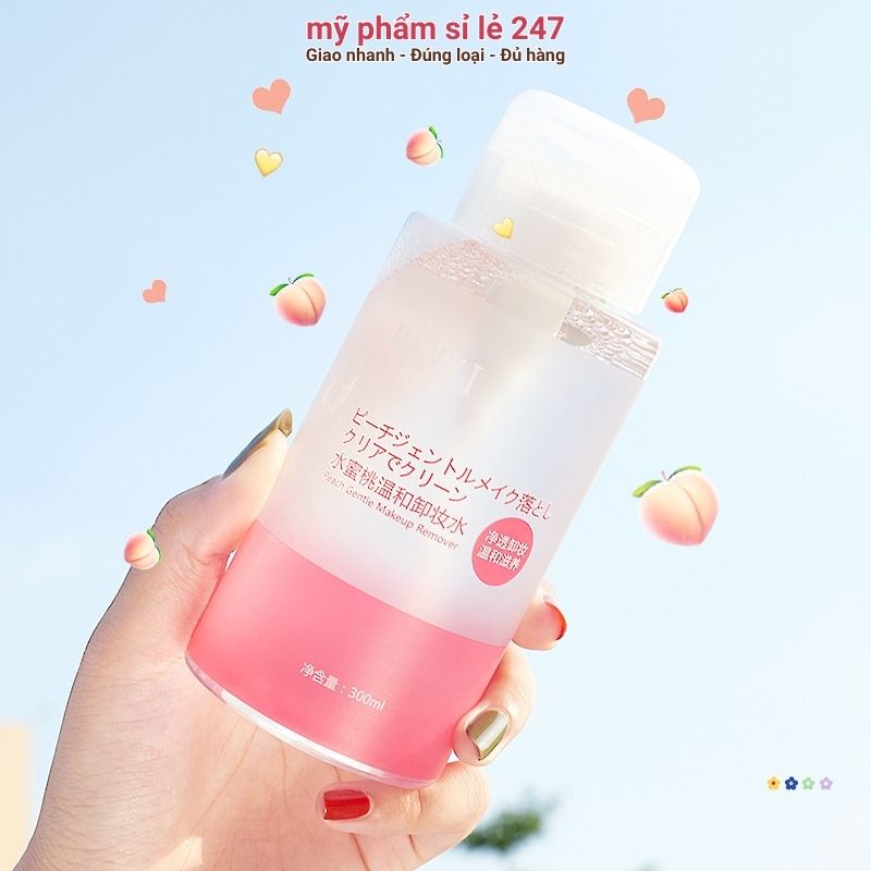 Nước tẩy trang cho da dầu mụn 300ml Heyxi nước tẩy trang da mặt môi mắt Hương trái Đào Ni058