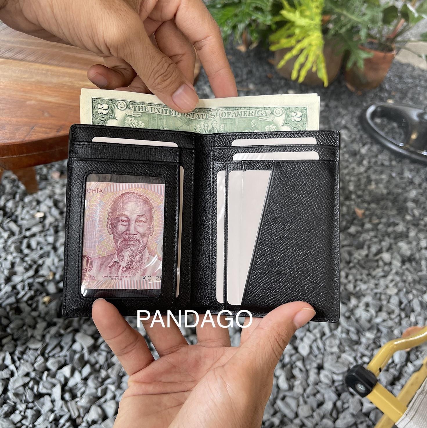 Ví nam da thật pandago pandora 01 cao cấp nhiều ngăn thời trang có khóa kéo