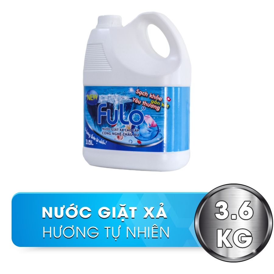 Nước giặt xả cao cấp Fulo hương thơm tự nhiên công nghệ Châu Âu - can tiết kiệm 3600ml