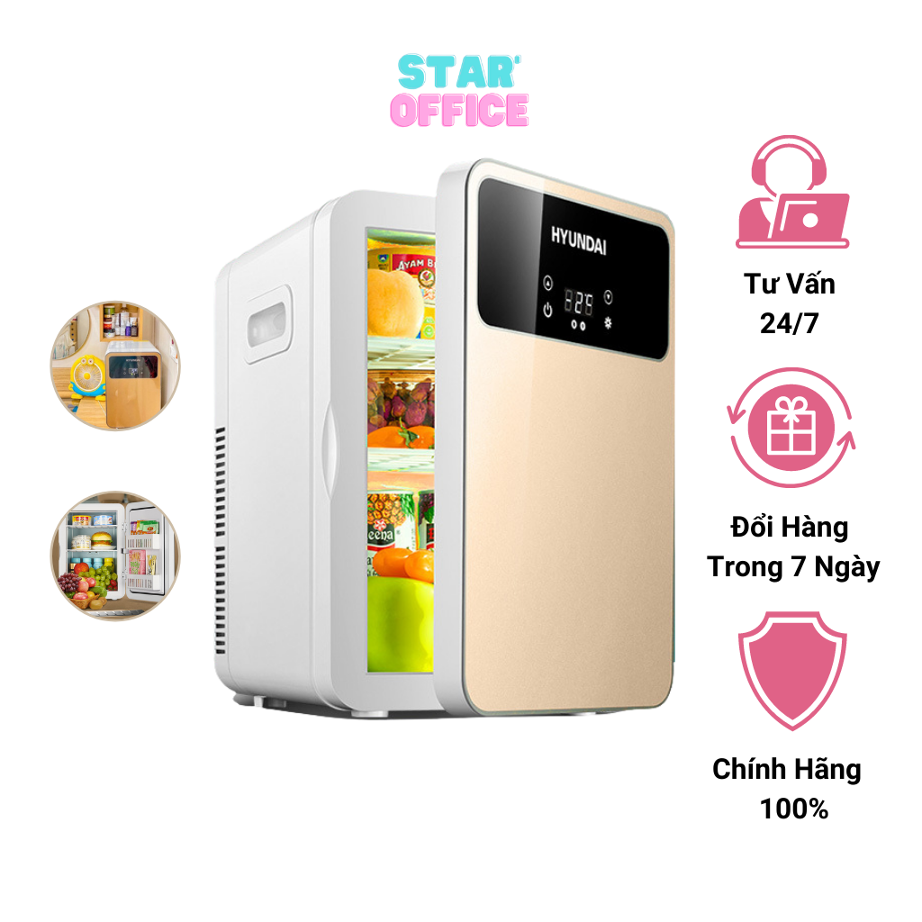 Tủ lạnh mini chính hãng Hyundai 20l Gold tự động điều chỉnh nhiệt độ hai chiều nóng lạnh,Bảo quản mỹ phẩm,thực phẩm,dược phẩm