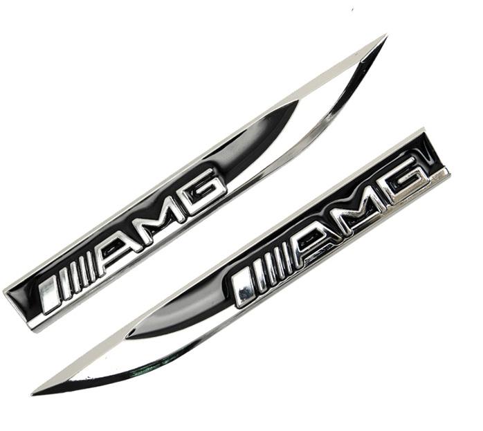 Bộ 2 mang cá kim loại amg dán xe ô tô