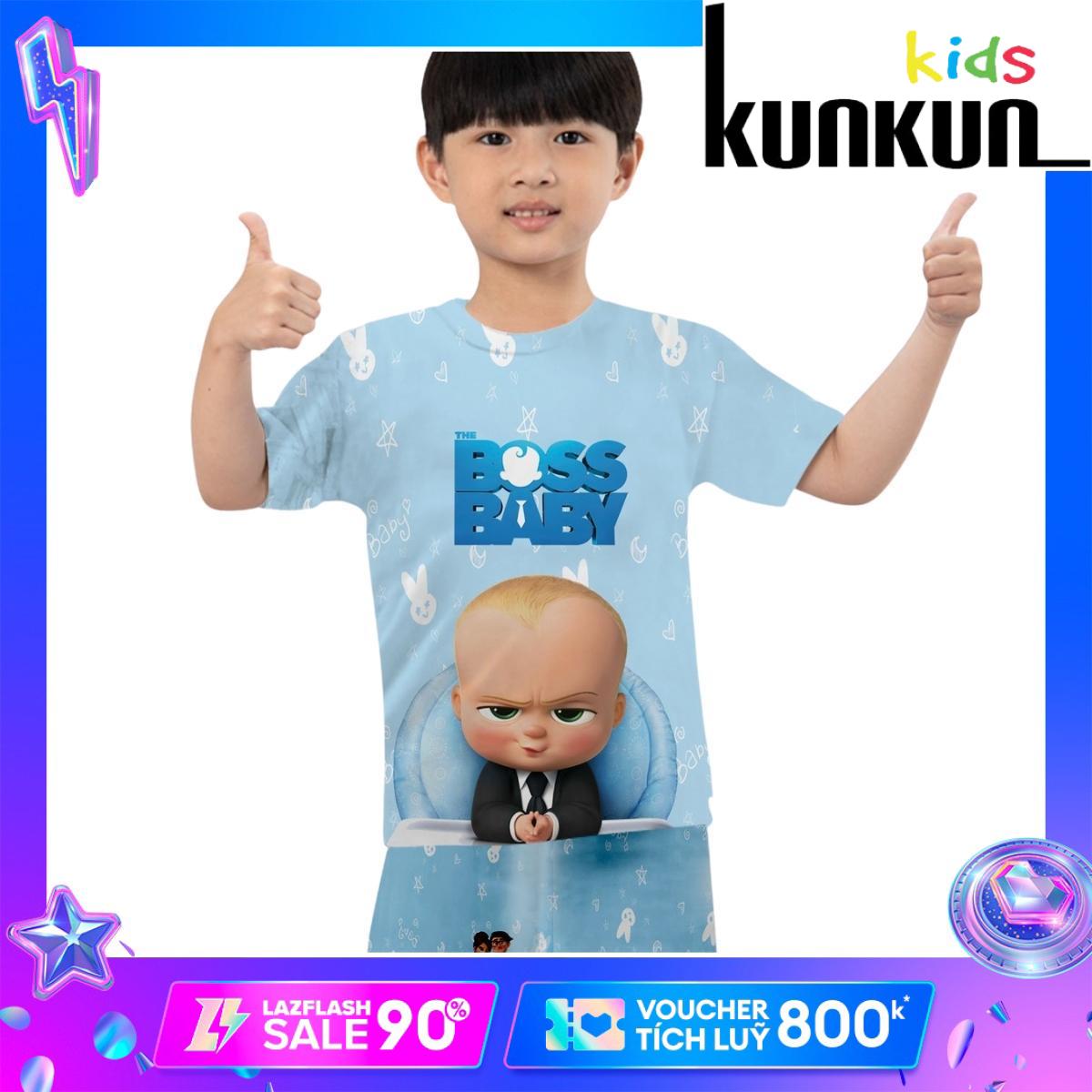 Quần áo bé trai Thun lạnh thoáng mát in hình Baby Boss Kunkun TP016 - Đồ bộ bé trai size đại từ 10kg - 60kg - Thời trang trẻ em cao cấp