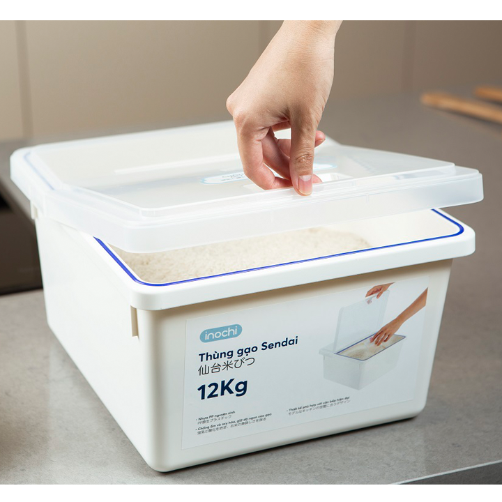 Thùng gạo kháng khuẩn 12kg Chính hãng Sendai Inochi hàng xuất Nhật Bản, kháng khuẩn, an toàn cho sức khỏe