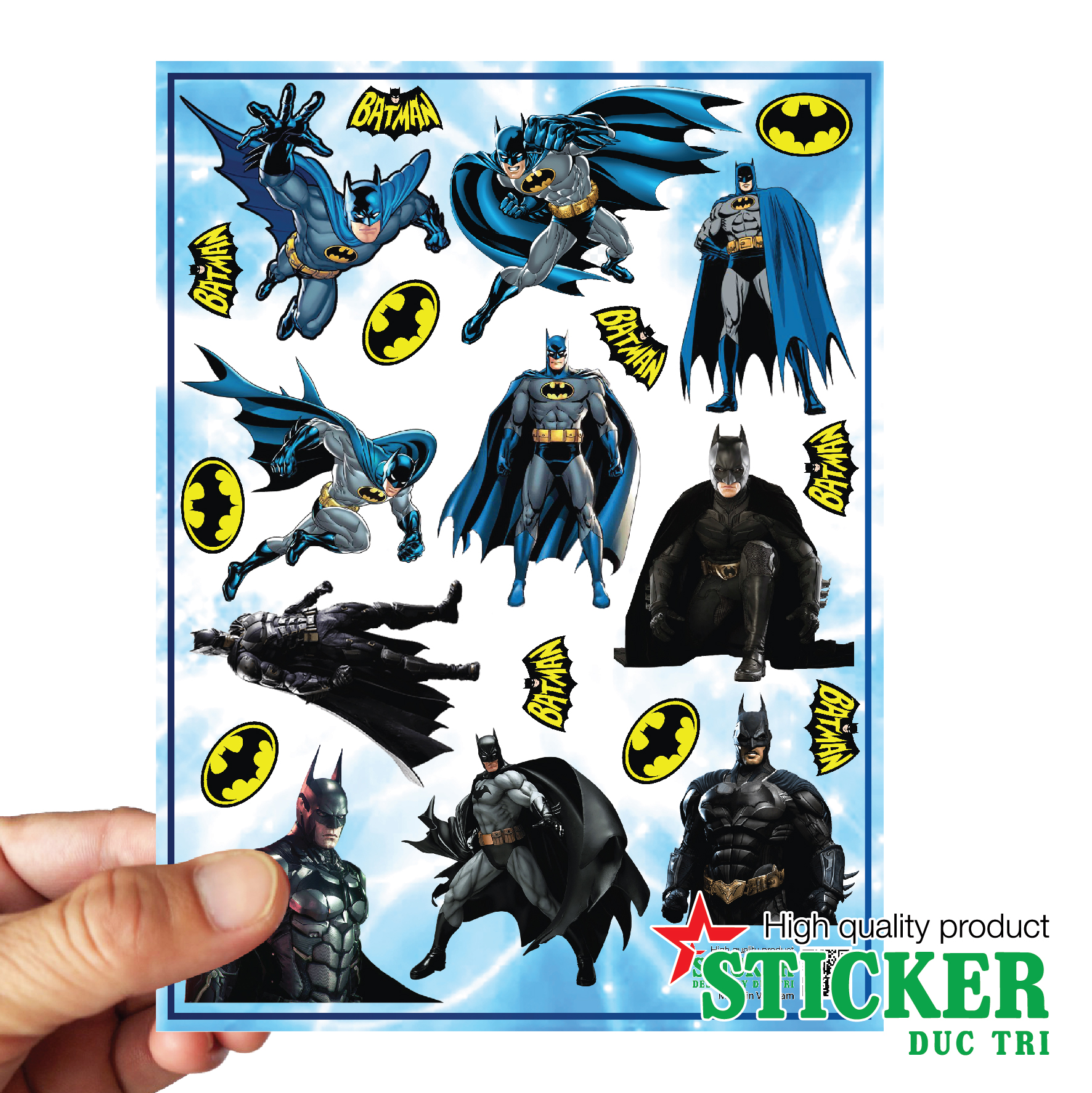 [HCM]Bộ Sticker BATMAN Miếng dán được cắt sẳn có màng bảo vệ chống nước chống trầy. Dùng dán trang trí lên điện thoại nón bảo hiểm xe hơi laptop