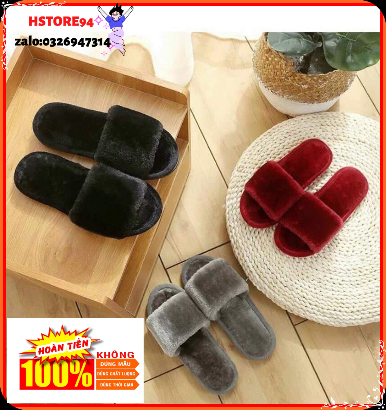 😘💖💞Dép lông đi trong nhà và có thể đi ngoài trời cũng đc ạ mùa đông 😘💖💞. Lông bông mềm mượt đệp êm ái 😘😘..Đế bằng cao su non khá mềm trống trượt tốt💘hàng quảng châu 👏👏đi rất ôm chân