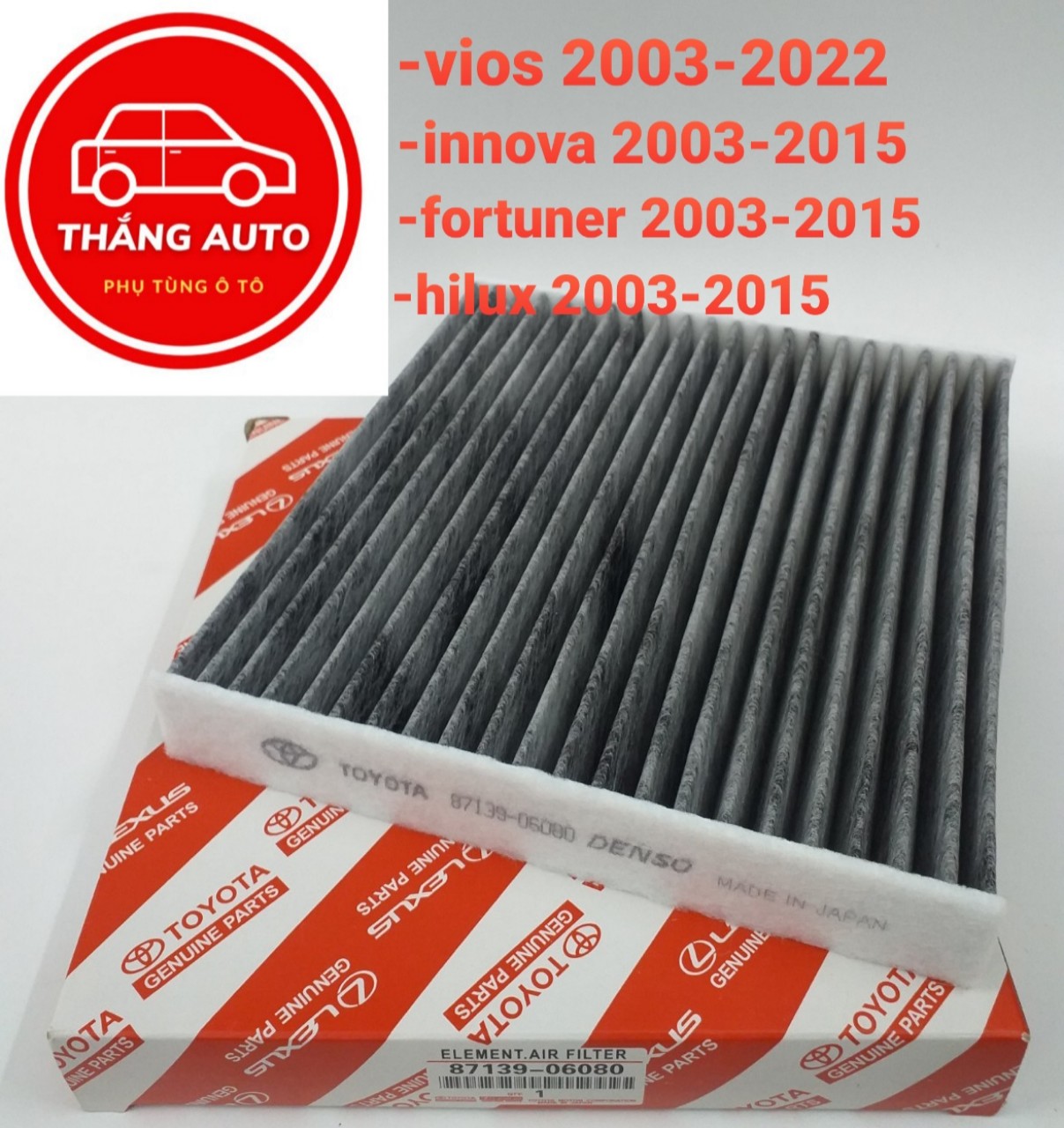 THAN HOẠT TÍNH Lọc gió điều hòa, máy lạnh xe vios  2003-2022, innova
