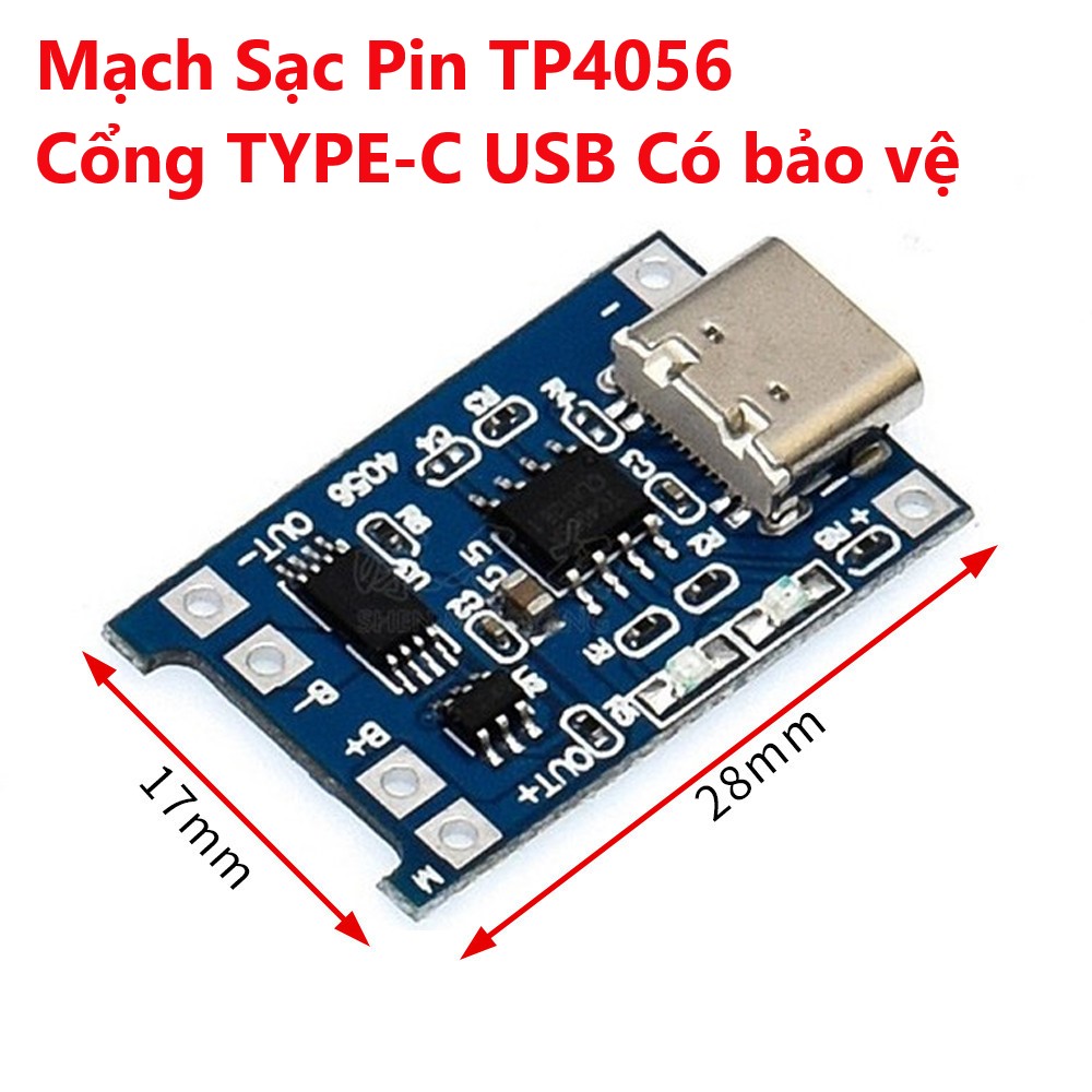 Mạch Sạc Pin TP4056 Cổng TYPE-C USB Có bảo vệ