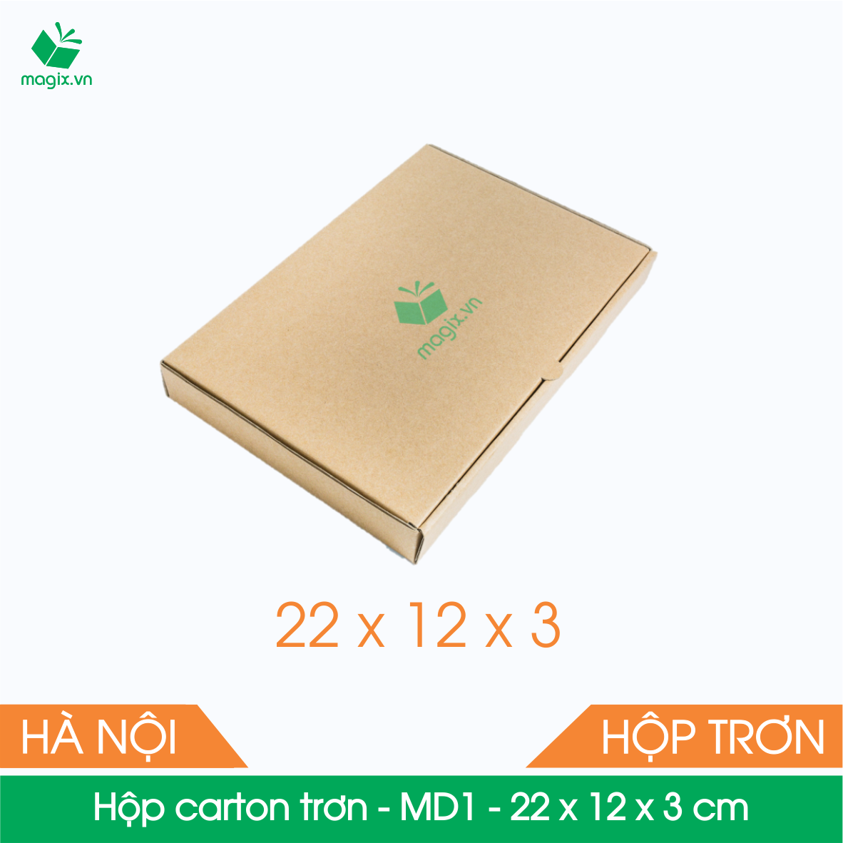 MD1 - 22x12x3 cm - 50 Thùng hộp carton trơn đóng hàng
