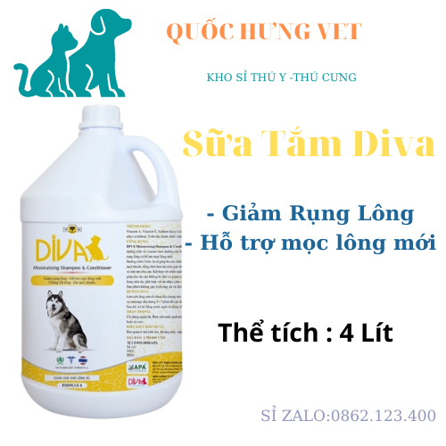 Sữa tắm cho chó diva vàng 4 lít-quốc hưng vet