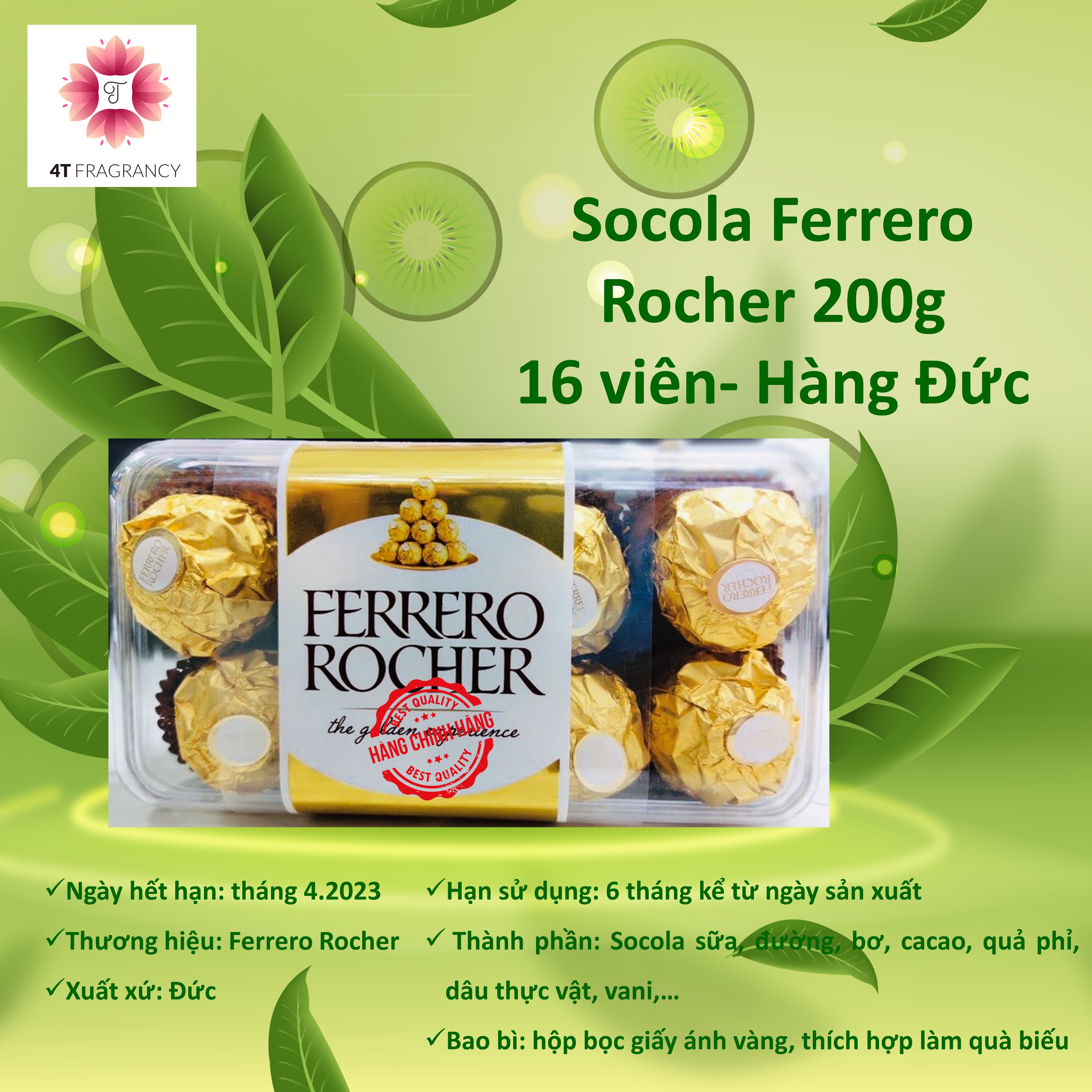 New date tháng 5.2024 - socola rocher 200g 16 viên đức