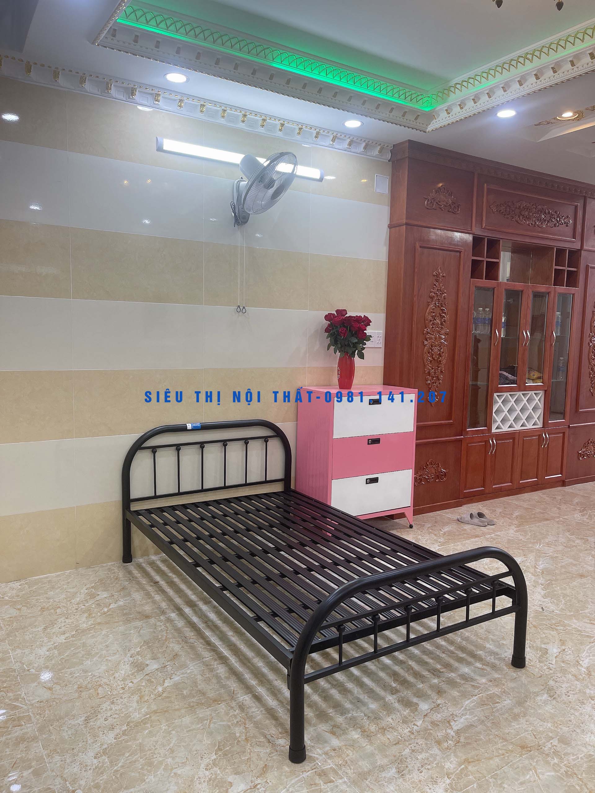 Giường sắt mẫu mỹ nghệ 03 kích thước ngang 1m2 x dài 2m - Siêu Thị Nội Thất