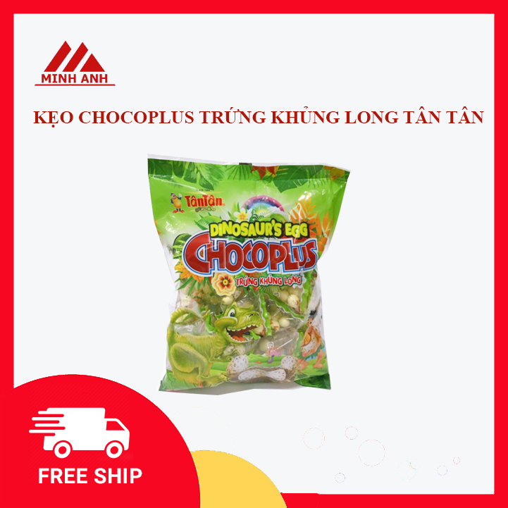 Kẹo chocoplus trứng khủng long Tân Tân gói 192g, Kẹo socola trứng khủng long, kẹo đậu phộng socola, giòn ngon, ngọt dịu, dinosaur's egg chocoplus