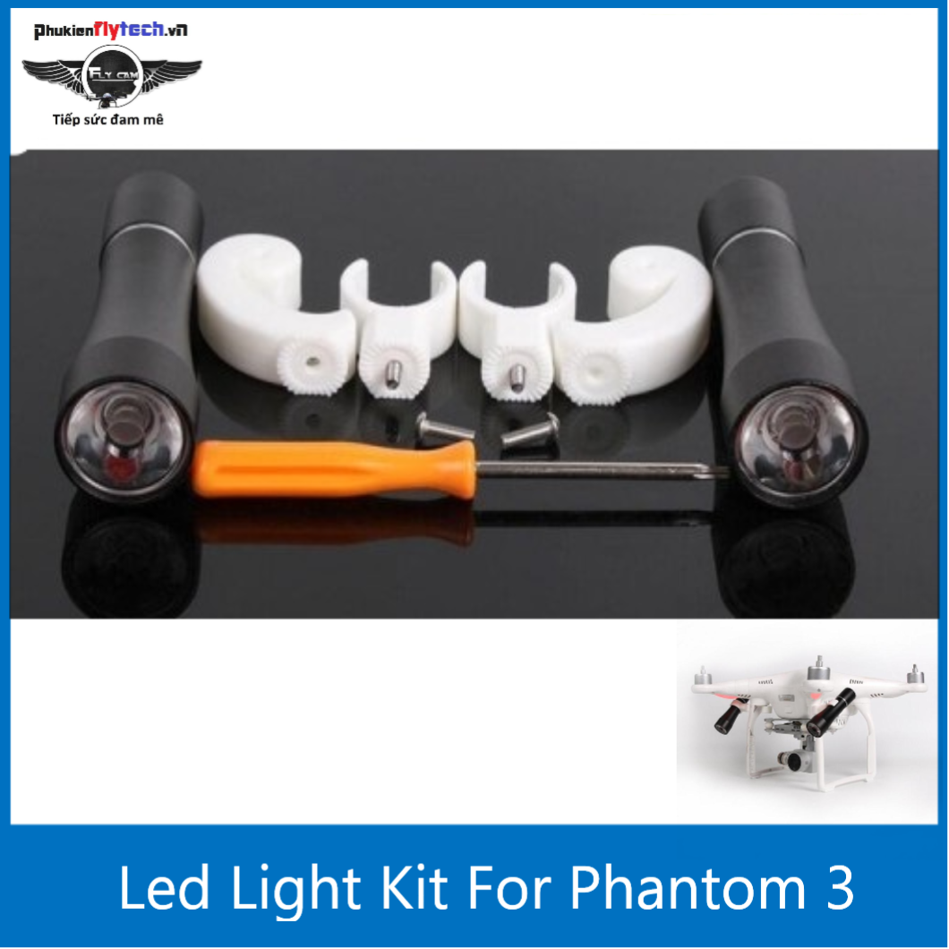 Đèn rọi led phantom 3 - led light for phantom 3 - phụ kiện giúp trợ sáng trong môi trường thiếu sáng - khoảng cách rọi xa và sáng : 35-40m - sử dụng pin ngoài : 1.5v - trọng lượng : 80g