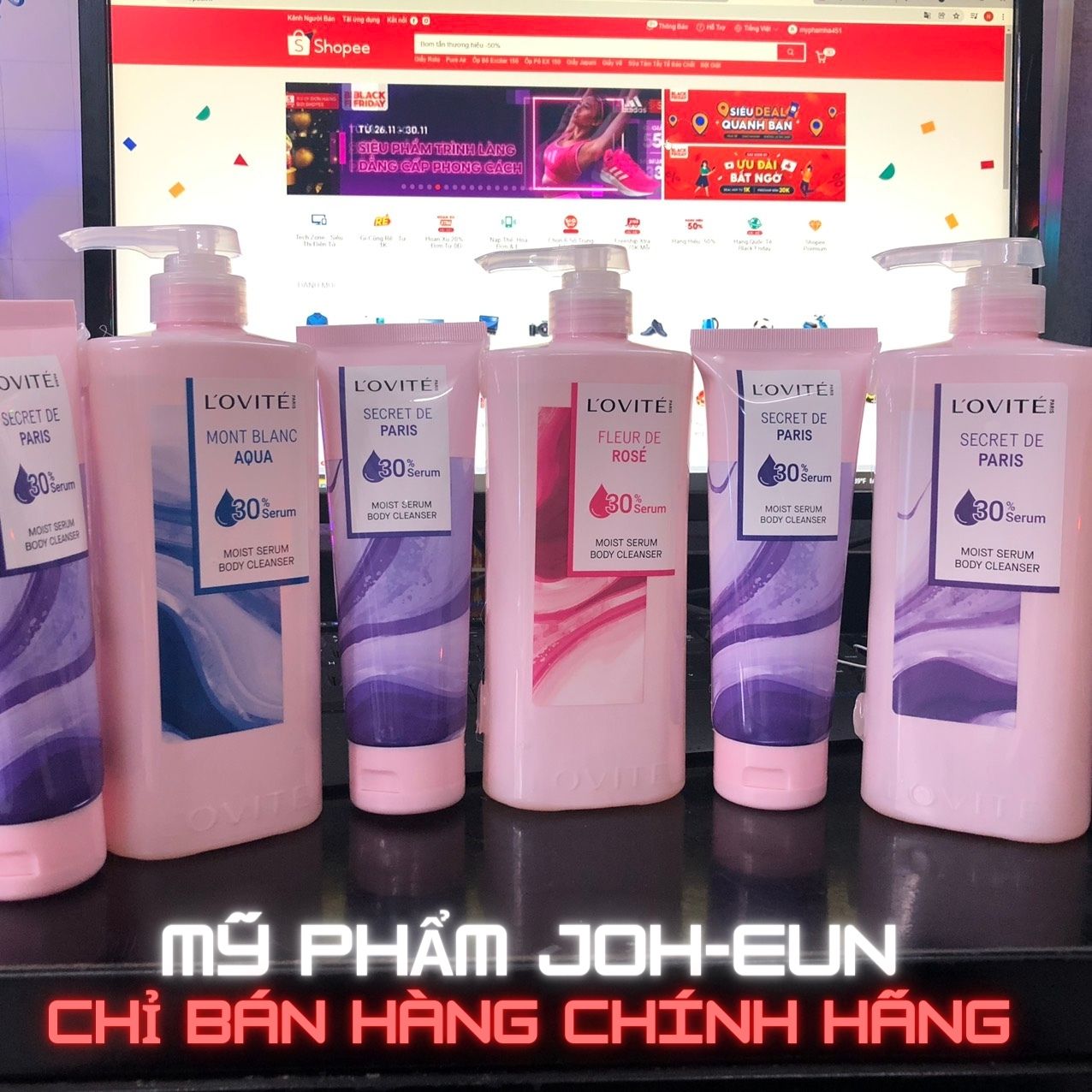 Sữa tắm l’ovité serum 30% dưỡng ẩm da mặt 700ml mont blanc aqua/fleu de rosé/secret de paris