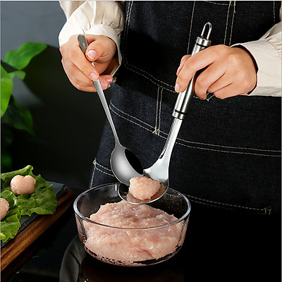 Thìa inox tạo thịt viên , cá viên - thìa làm mọc đa năng