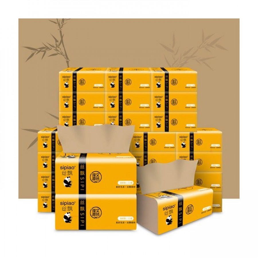 Giấy ăn gấu trúc sipiao làm từ than tre thùng 30 gói
