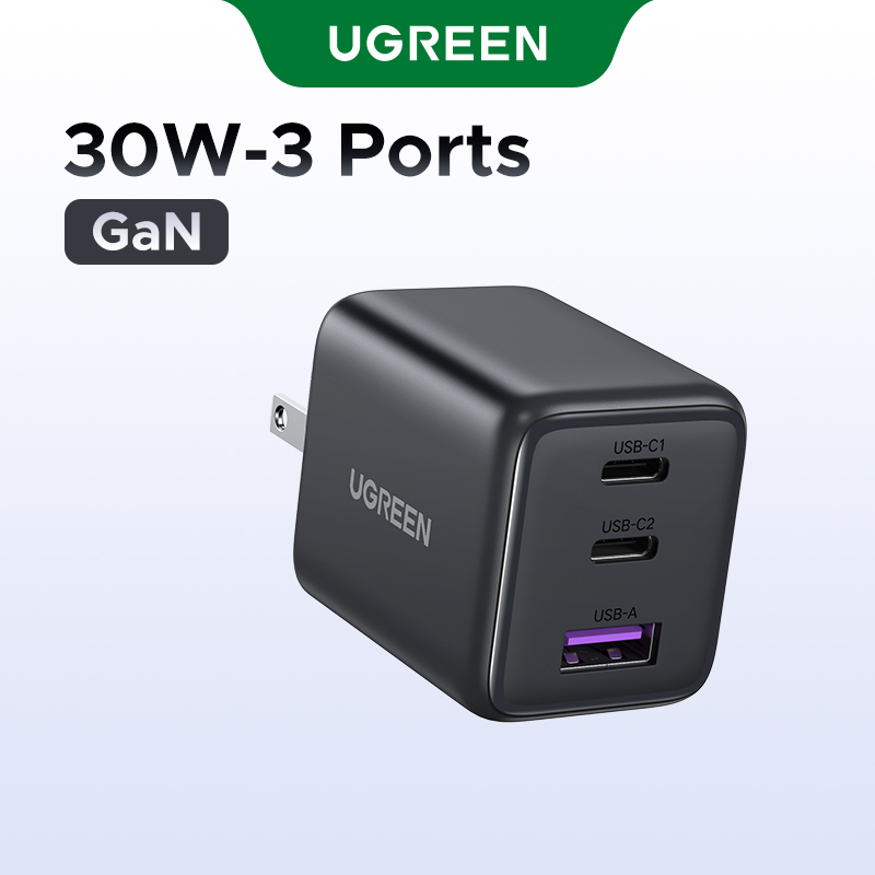 Bộ sạc UGREEN GaN Apple 16 Bộ sạc nhanh PD30W USB/Type-C Phích cắm sạc nhanh cho iPhone 16/15/14/13 Pro Max iPad Samsung Galaxy S25 S24 S23 S22 Ultra Mã sản phẩm: 55537