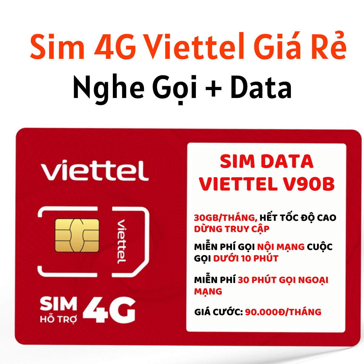 Sim 4G Viettel V90B gia hạn CHỈ 90.000VNĐ / tháng , Ưu đãi data tốc độ cao 30GB 1 tháng , Nghe Gọi Miễn Phí Thả Ga . FREESHIP - CHƯA KÍCH HOẠT