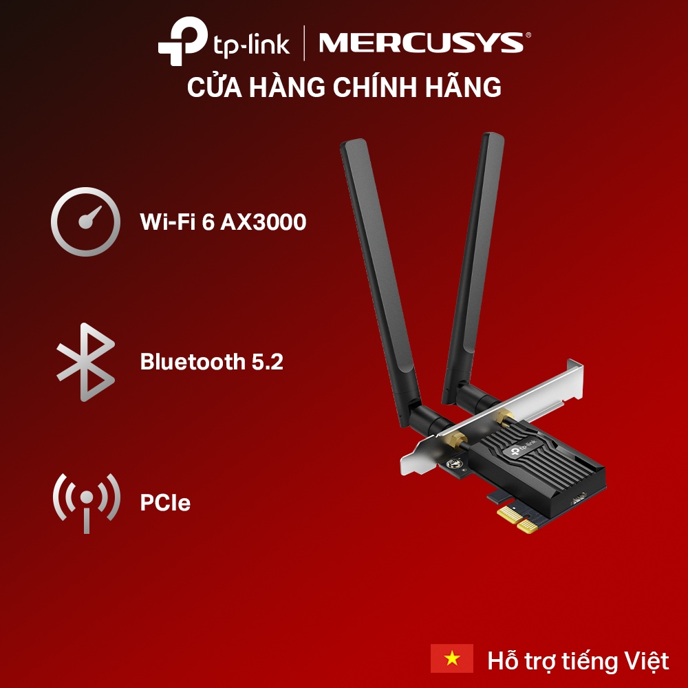 Wi-Fi Card Tp-Link Archer Tx55E | Wi-Fi 6 Ax3000 Standard, Integrated Bluetooth 5.2, Super Fast Pcie Connection Giá 1,338,000 Đồng*Miễn phí vận chuyển
