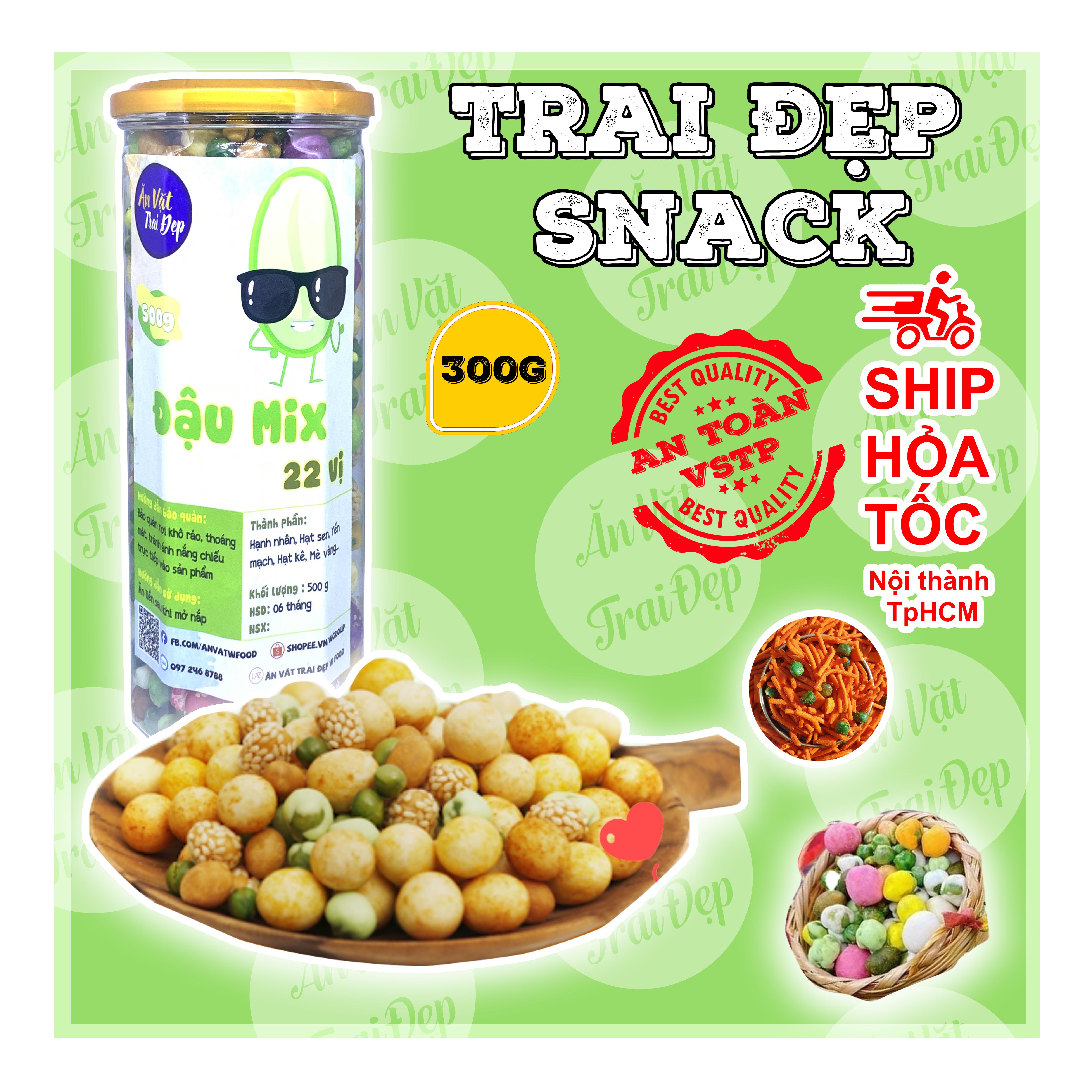 [HCM]ĐẬU 22 VỊ MIX BIM BIM QUE HỦ PET 400G - TRAI ĐẸP SNACK