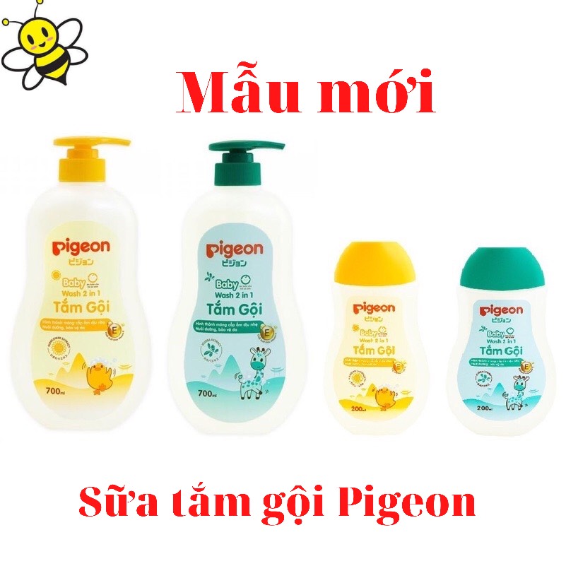 Sữa tắm gội toàn thân Pigeon 2 trong 1 cho bé dung tích 200ml, 700ml sữa tắm cho da nhạy cảm không cay mắt [mẫu mới]- BEEKIDS PLAZA