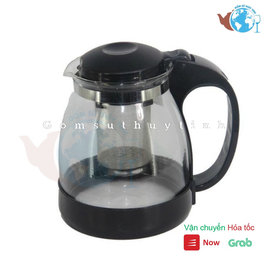 Ấm pha trà thủy tinh deli có lõi lọc 1300ml