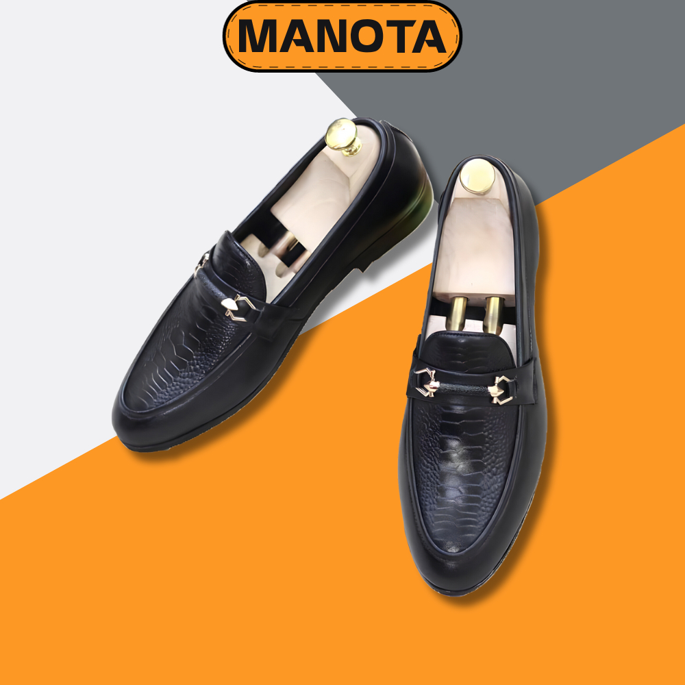 Giày lười Manota giày da nam dập vân thời trang công sở đi làm đi học đi chơi BT27