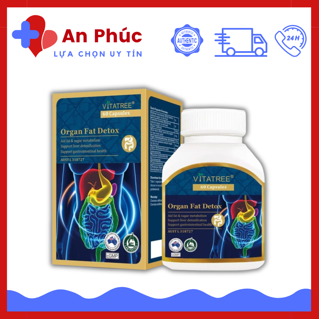 Viên uống thải độc mỡ nội tạng Vitatree của Úc, Thải độc mỡ nội tạng Organ Fat Detox 60 viên