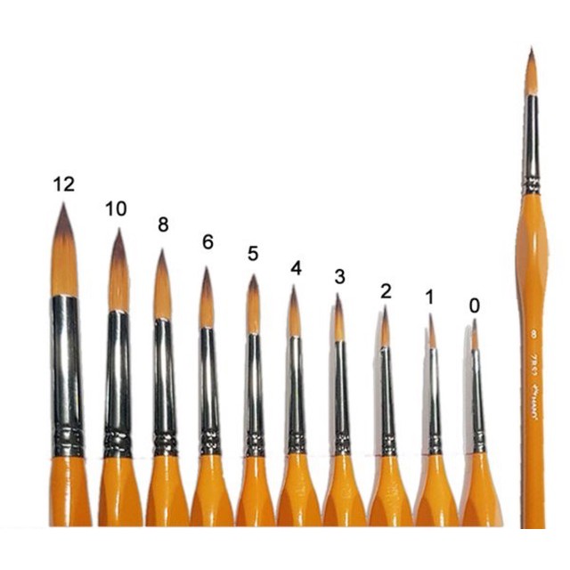 Cọ hand zbs2 - cọ vẽ màu nước thân vàng, đầu tròn hand zbs2