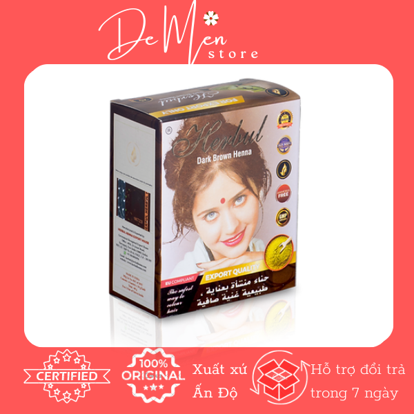 Nhuộm tóc Thảo dược Henna Herbul Ấn Độ_ Màu nâu đen_ Dark Brown Henna_For Export Only.