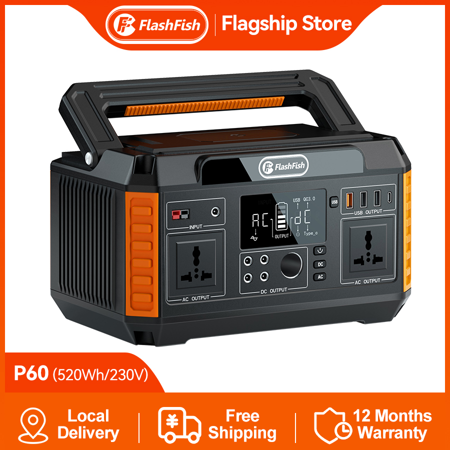Flashfish trạm điện 560w máy phát điện năng lượng mặt trời 220v 520wh 140400mah trạm điện cpap nguồn điện dự phòng khẩn cấp cắm trại thích hợp cho cắm trại ngoài trời