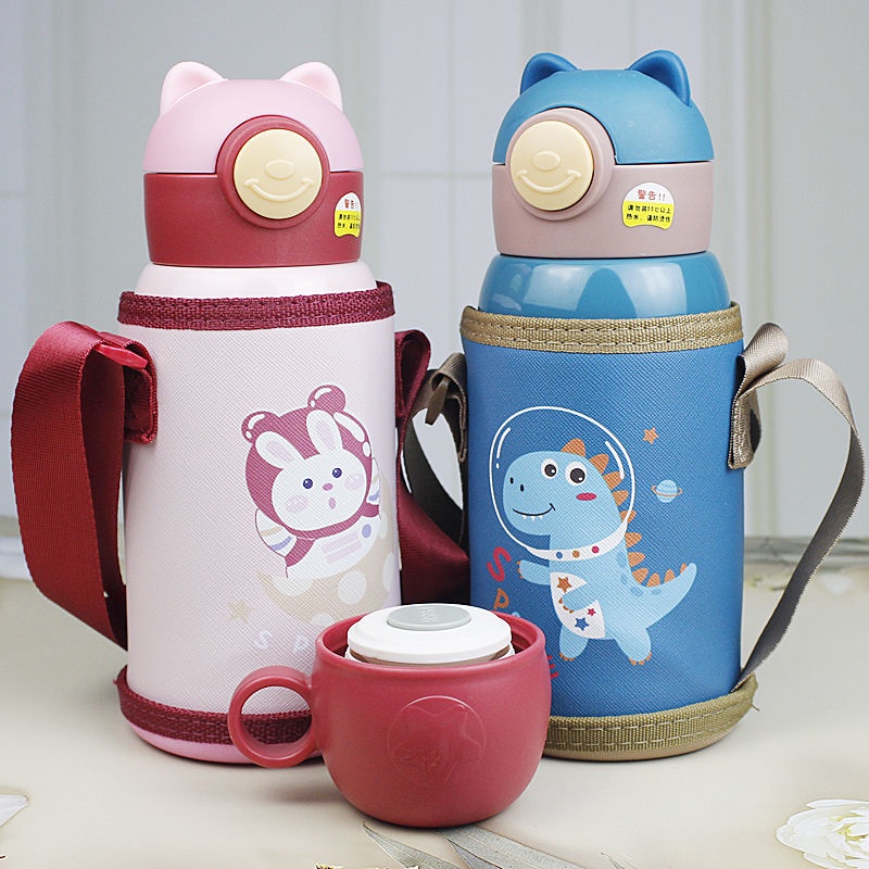 ❄☫◙Bình giữ nhiệt trẻ em có ống hút chống rơi học sinh mẫu giáo nam và nữ cốc uống nước bằng thép không gỉ 316 bình đun