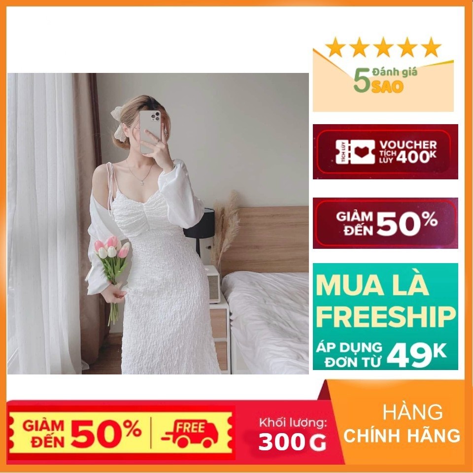 Sét đầm xốp 2 dây có mút, có lót kèm áo khoác coton lạnh mềm mịn thời trang siêu xinh