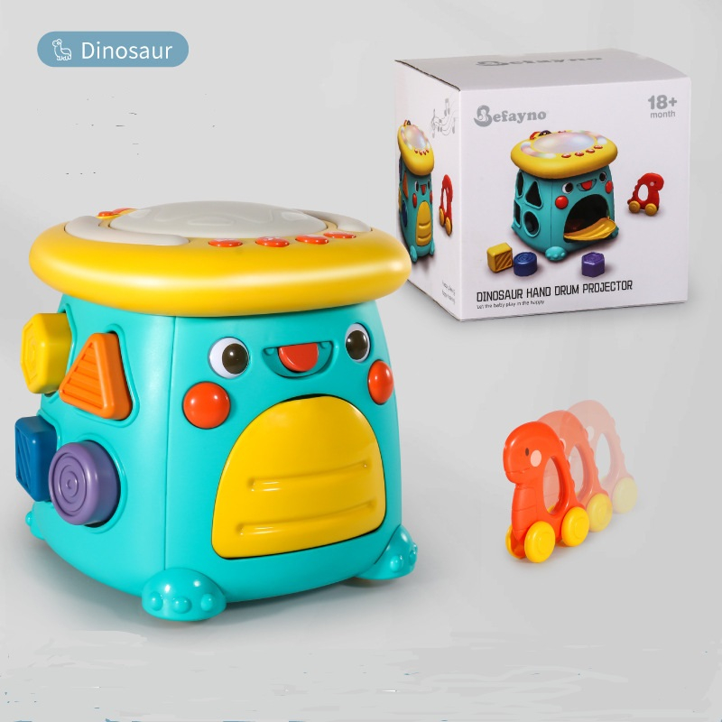 Hộp nhạc trống khủng long đa năng có thả hình và đèn chiếu cho bé