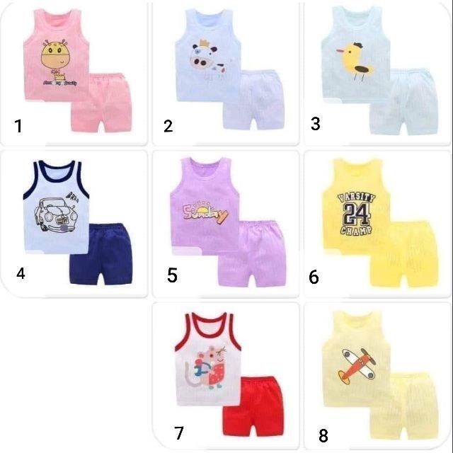 Combo 3 bộ ba lỗ cotton giấy hàng quảng châu cho bé trai và bé gái