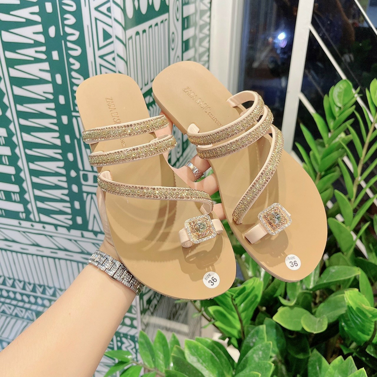 [HCM]Dép nữ DÉP XỎ NGÓN 3 QUAI ĐÍNH ĐÁ SIÊU SANG SIÊU XINH 2021