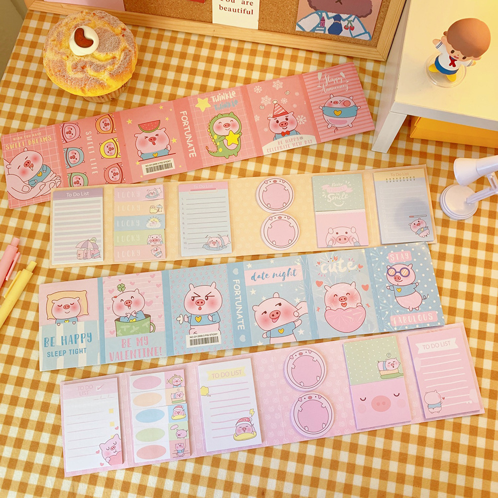 Tập giấy ghi chú, giấy note, đánh dấu & tệp hình heo cute đáng yêu