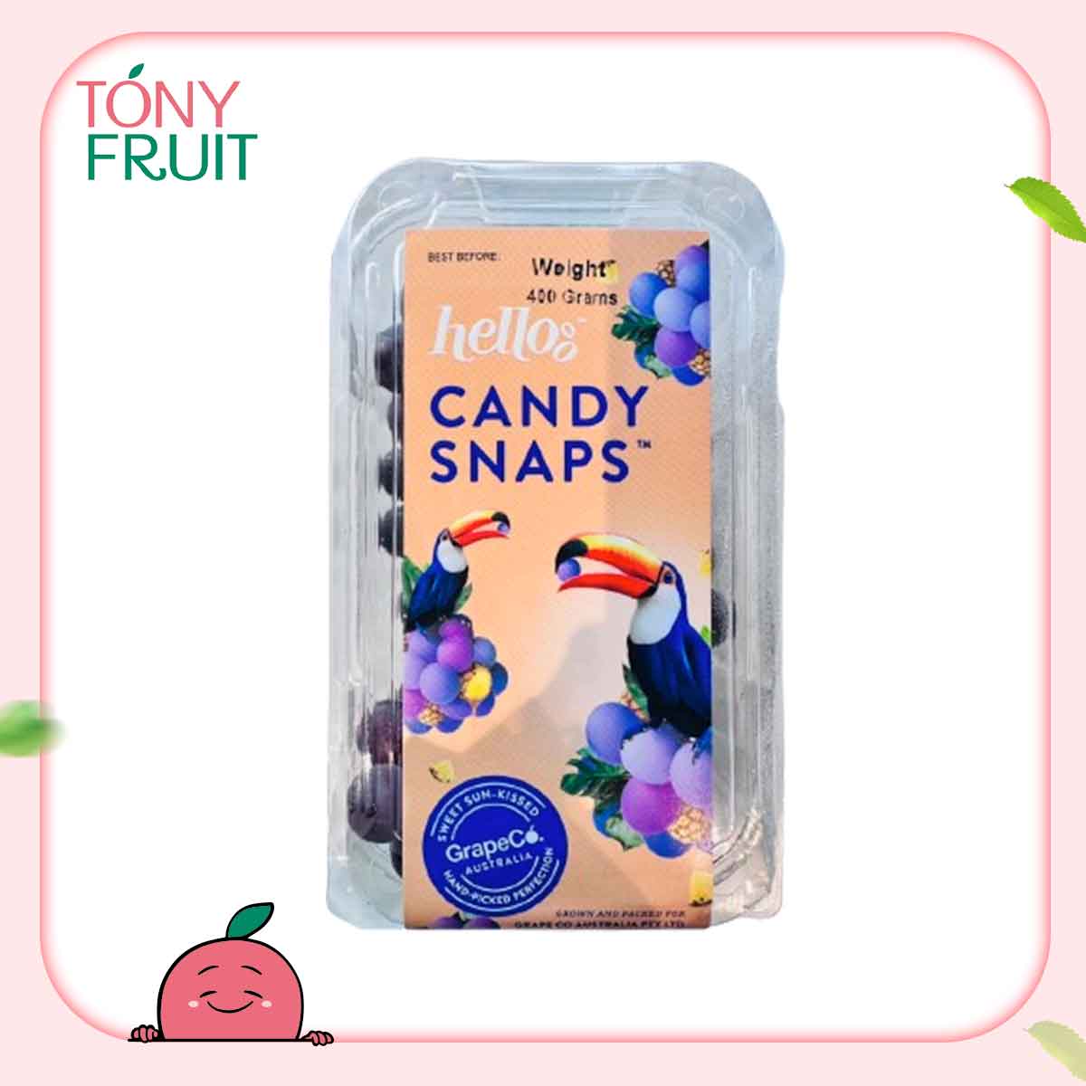 Trái Cây Tươi Nho Kẹo Candy Snaps Hello Úc Giòn, Thơm Ngon Hộp 400gram