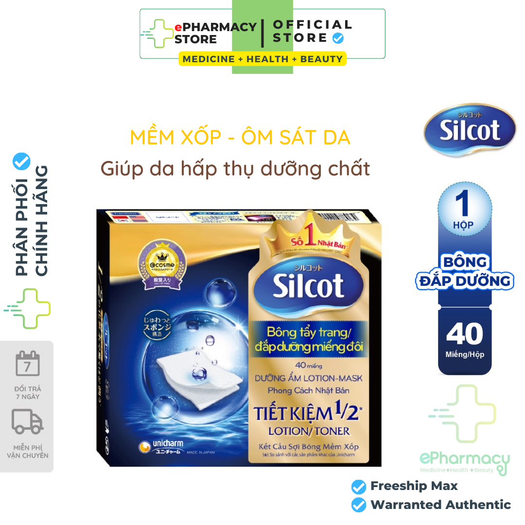 Bông tẩy trang Silcot đắp dưỡng miếng đôi 40 miếng/hộp