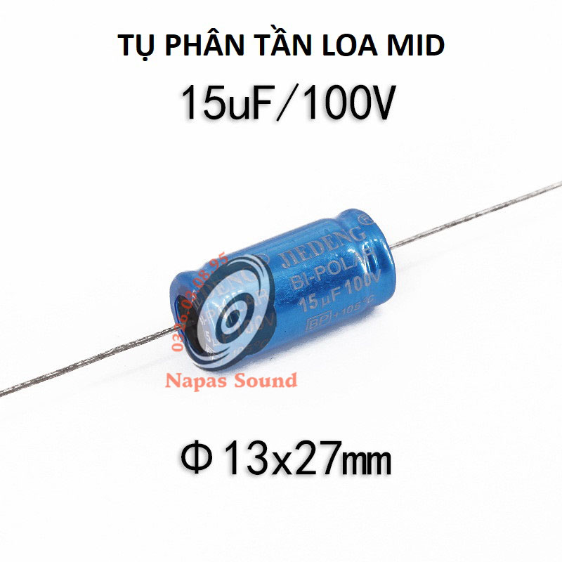 Tụ 15mf 100v không phân cực - loa loa mid - tụ loa trung - tụ phân tần loa mid